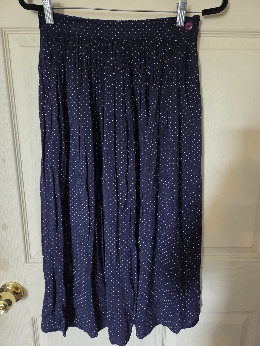 Women's Victoria Wear Navy Polka Dot Midi Skirt Size Medium